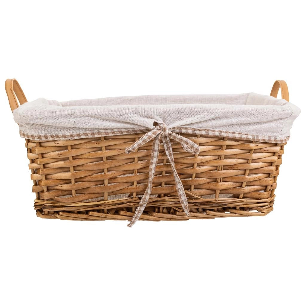 Set di 3 cestini in vimini foderati marroni