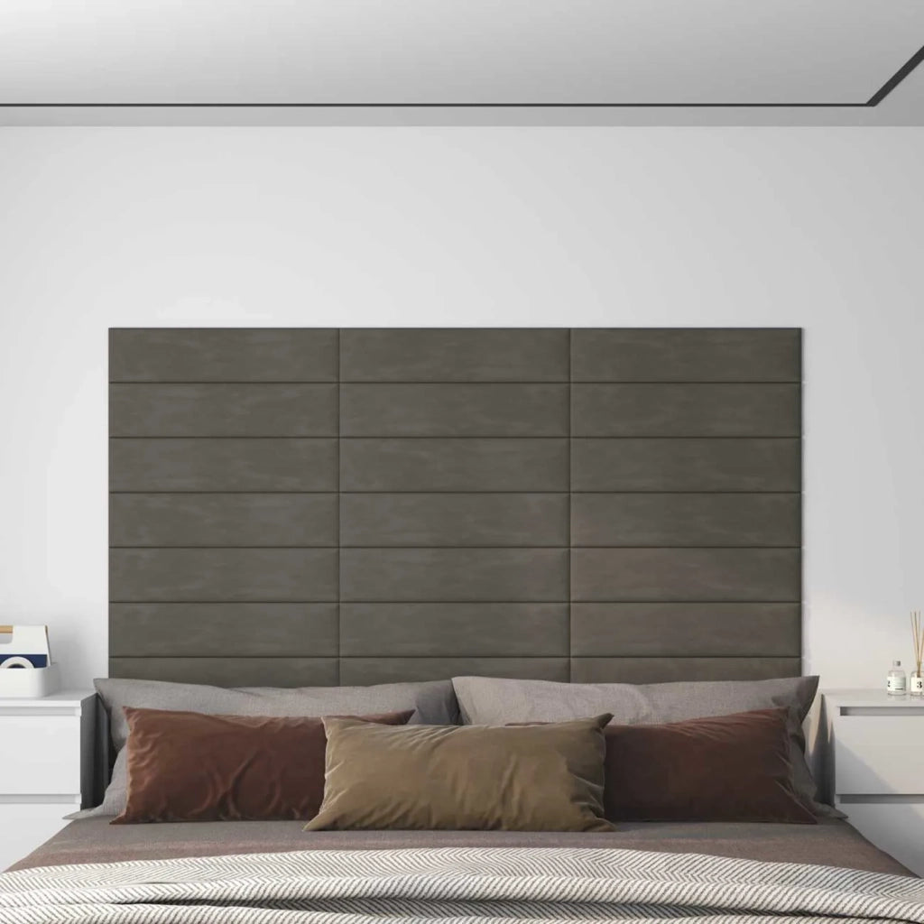 Testiera | Testata da Parete 12 pcs Grigio Scuro Velluto