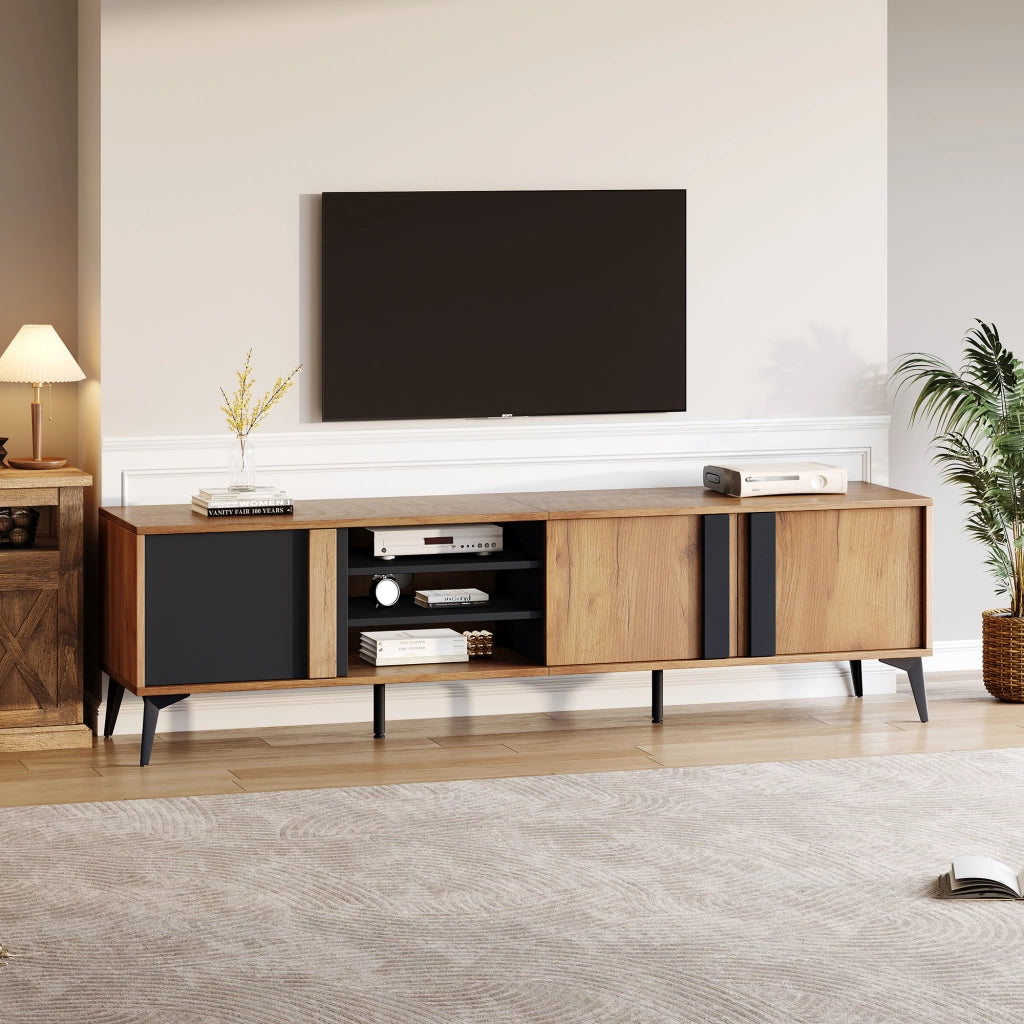 Cassettiera per TV marrone e nero in truciolare lunghezza 180 cm