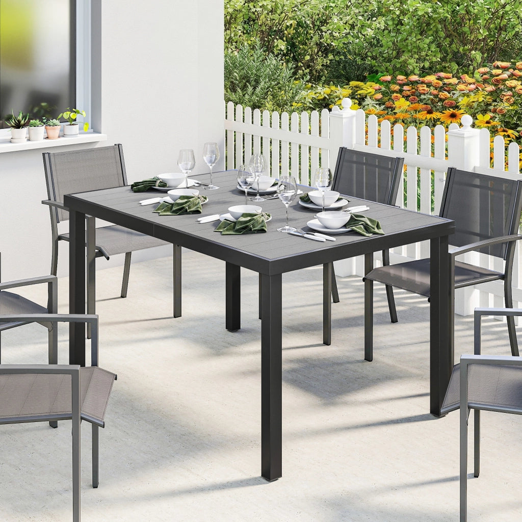 Tavolo da Giardino 6 Posti in Acciaio ¨C Minimal ¨C Grigio 140x90x74 cm