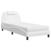 Letto singolo | Letto per adulti | Letto Viana con Materasso Bianco 80x200 cm in Similpelle