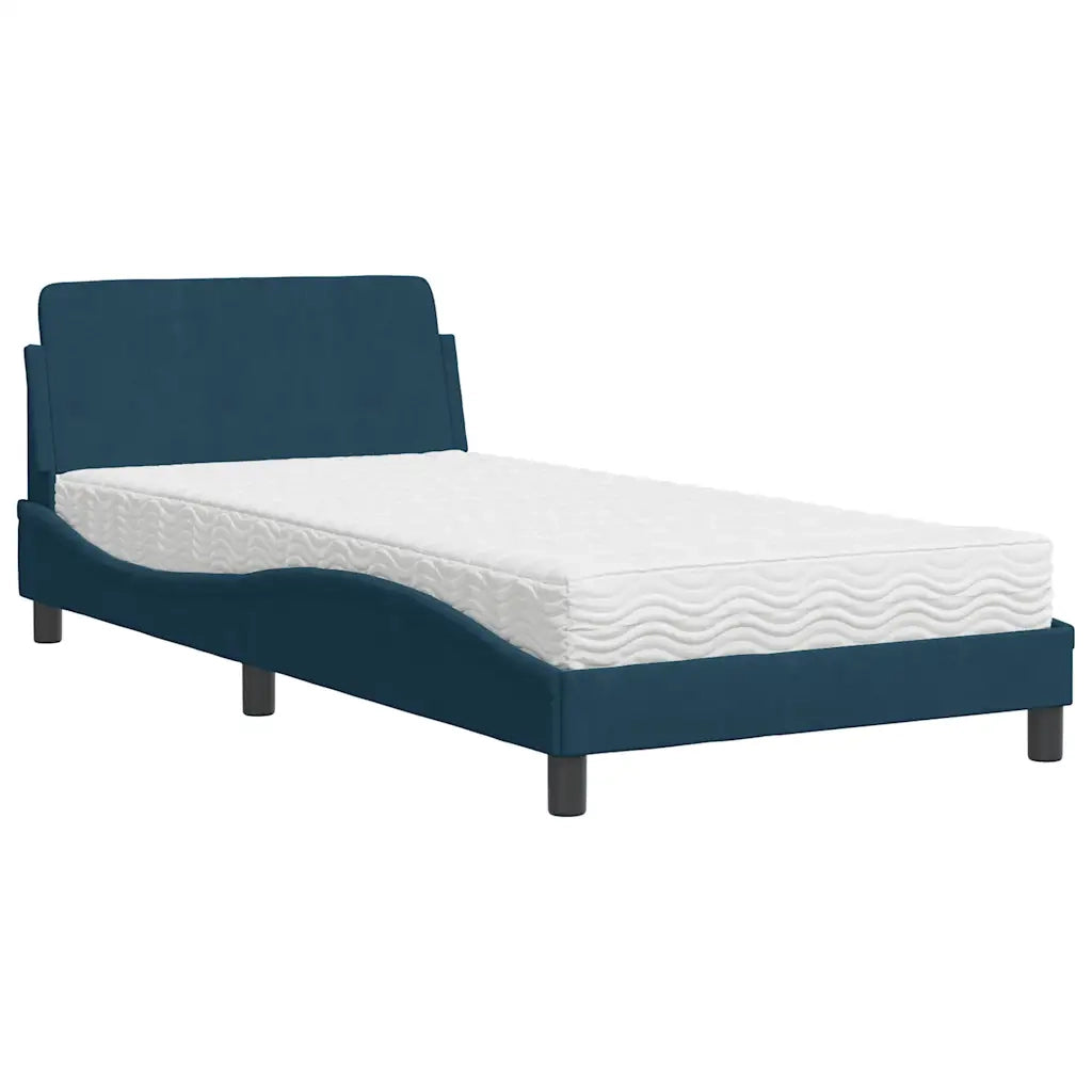 Letto con Materasso Dover Blu 100x200 cm in Velluto