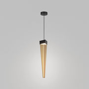 Stalactite Lampada a Sospensione LED di Design, Forma Piramidale, Vetro Colore Ambra e Struttura in Nickel Nero Lucido, Illuminazione 12W 2700K
