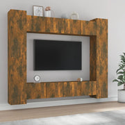 Set Mobili Porta TV 8 pz-Credenza per TV Rovere Fumo in Legno Multistrato 426140
