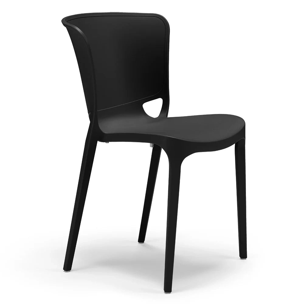 Set 2 sedie in polipropilene JUMBO, 100% MADE IN ITALY, impilabile, resistente ai raggi UV, design moderno, ideale per sala da pranzo, cucina, sala d’attesa, bar, ristoranti o giardino, colore Nero Grafite