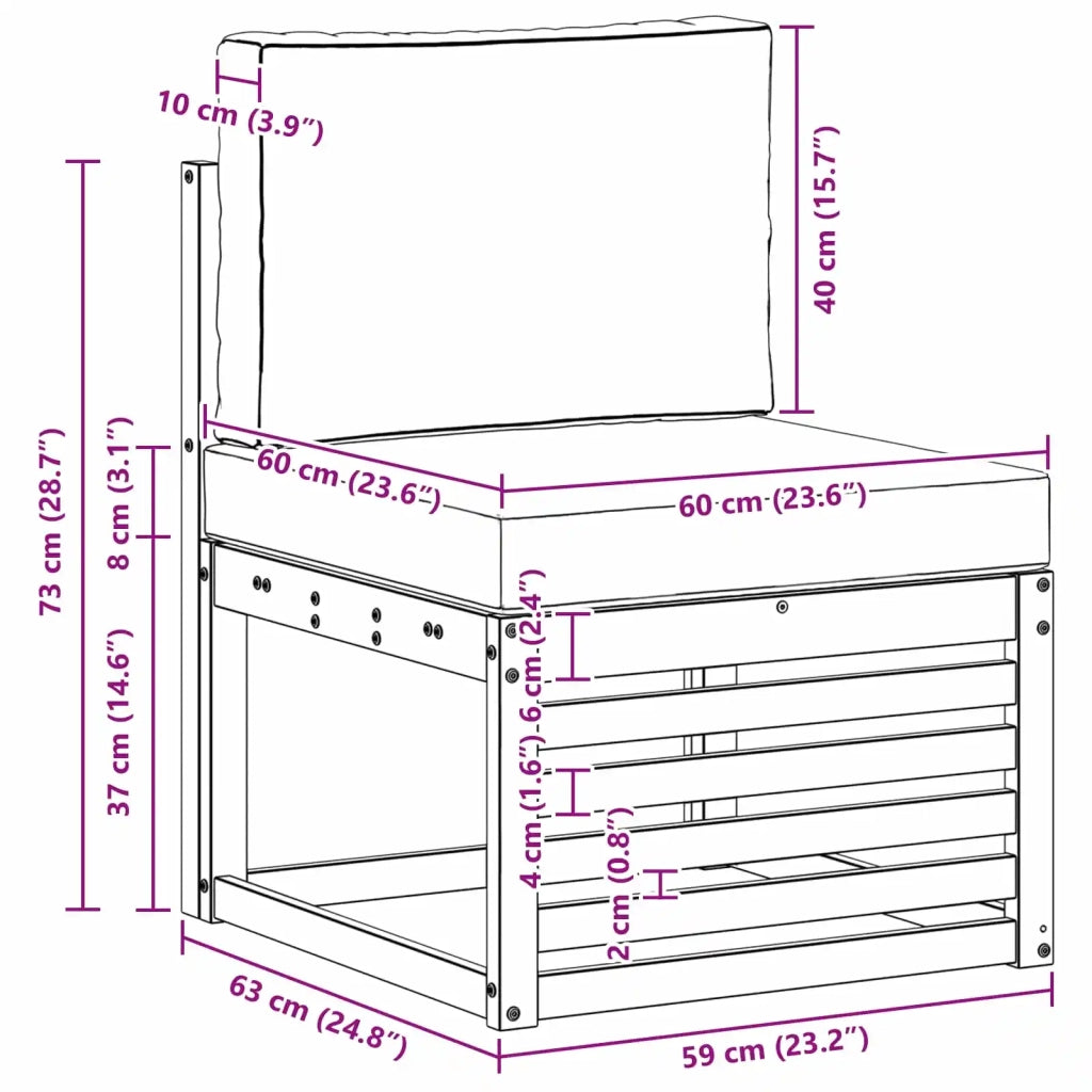 Set divani con cuscino 3 pcs Legno di Acacia Massello 3383964