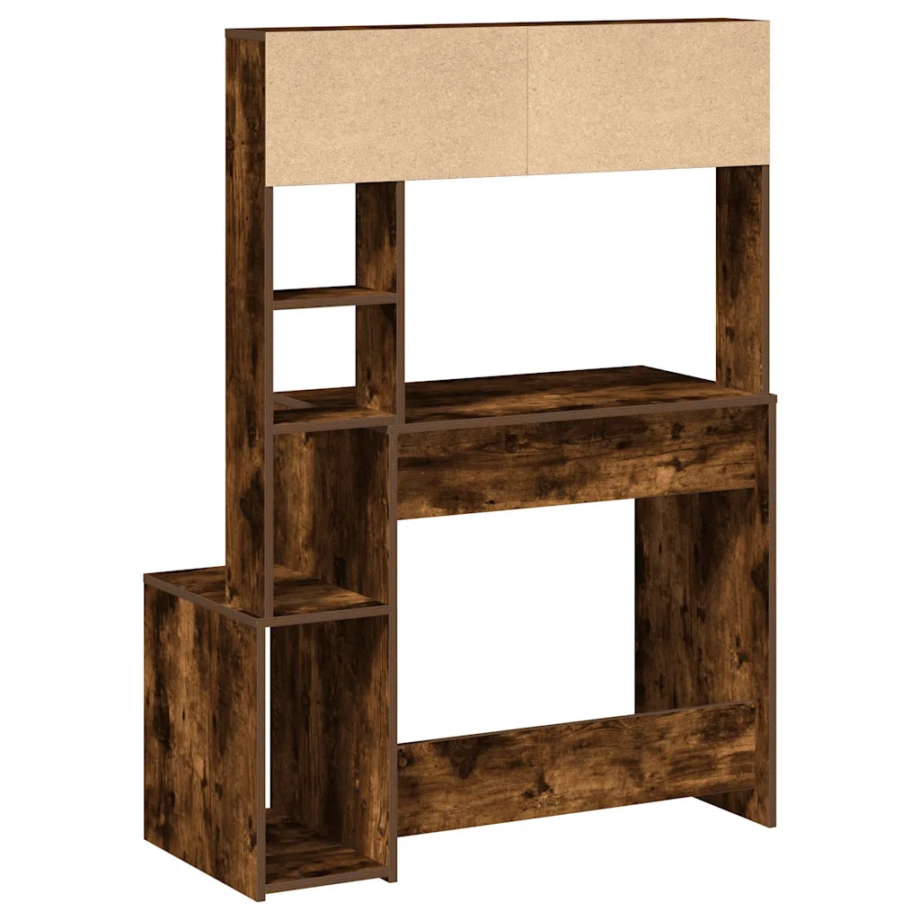 Scrivania | Tavolo da Ufficio Mensole Rovere Fumo 100x45x140 cm Legno Multistrato