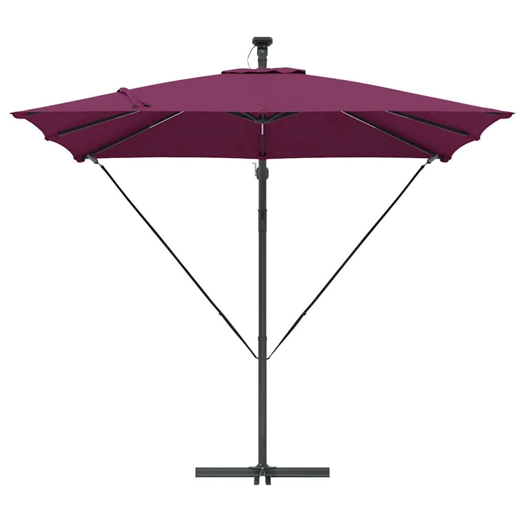 Ombrellone con strisce LED Rosso Bordeaux 249 x 249 x 250 cm 42003405