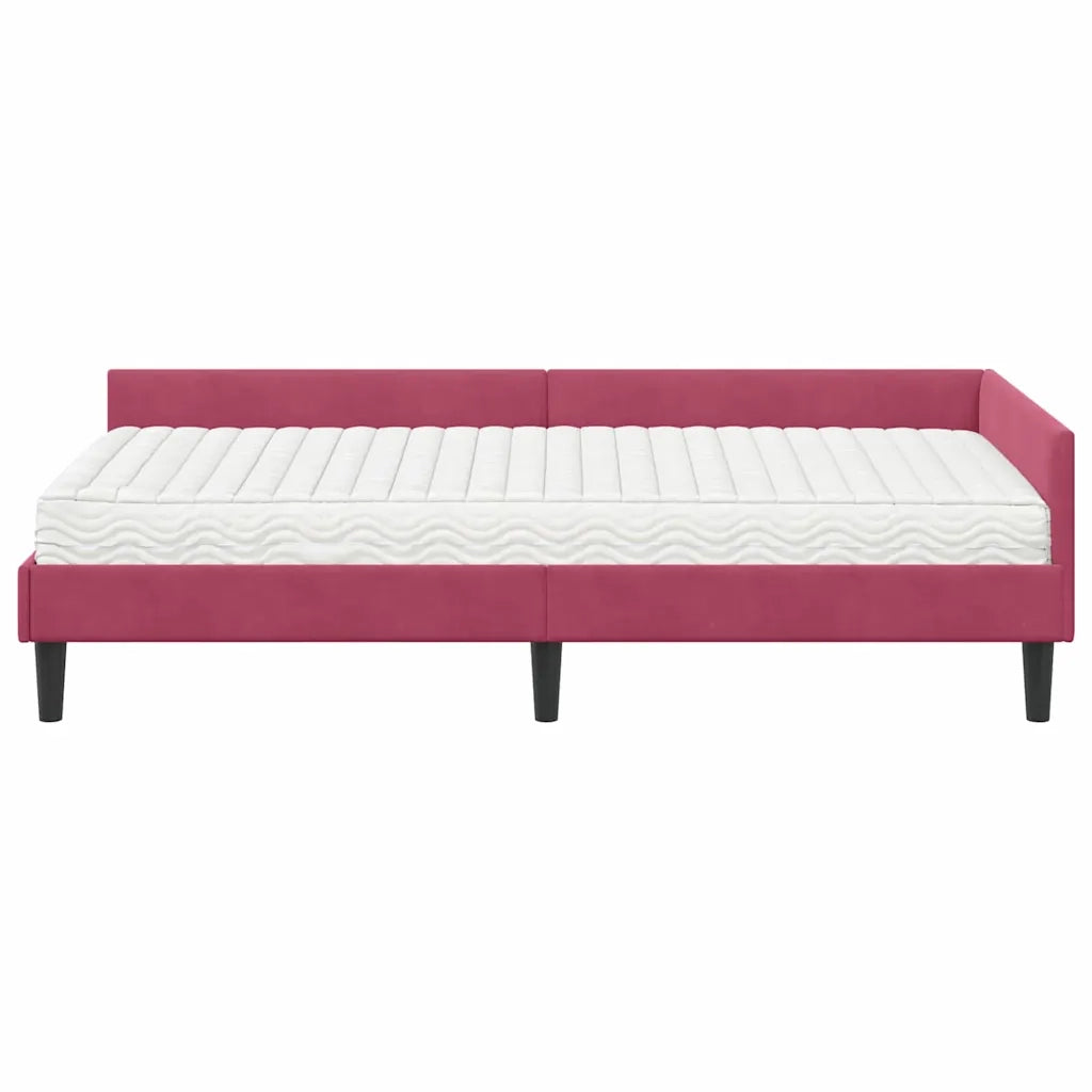 Struttura Letto Angolare con Materasso 2 pz-Giroletto con materasso Verde Velluto 597613
