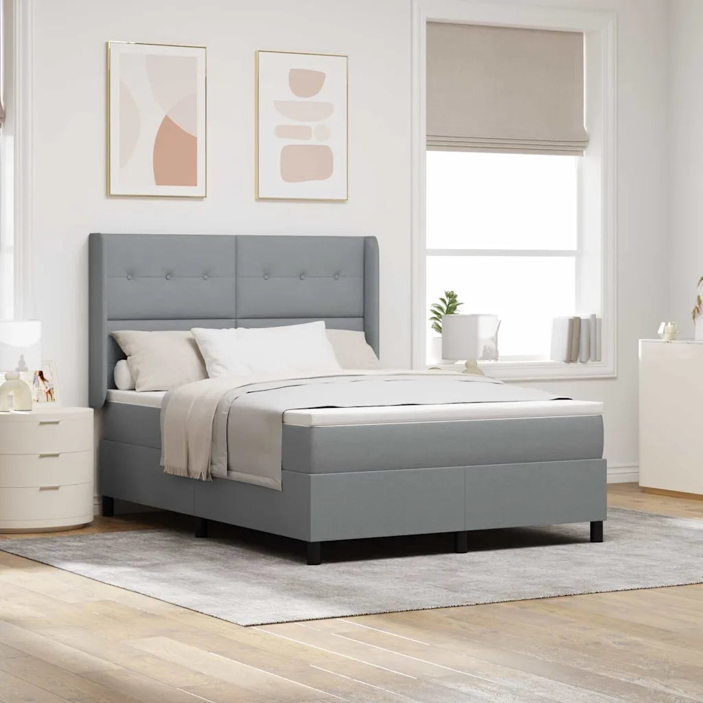 Letto a molle con materasso Grigio chiaro 140 x 190 cm Tessuto
