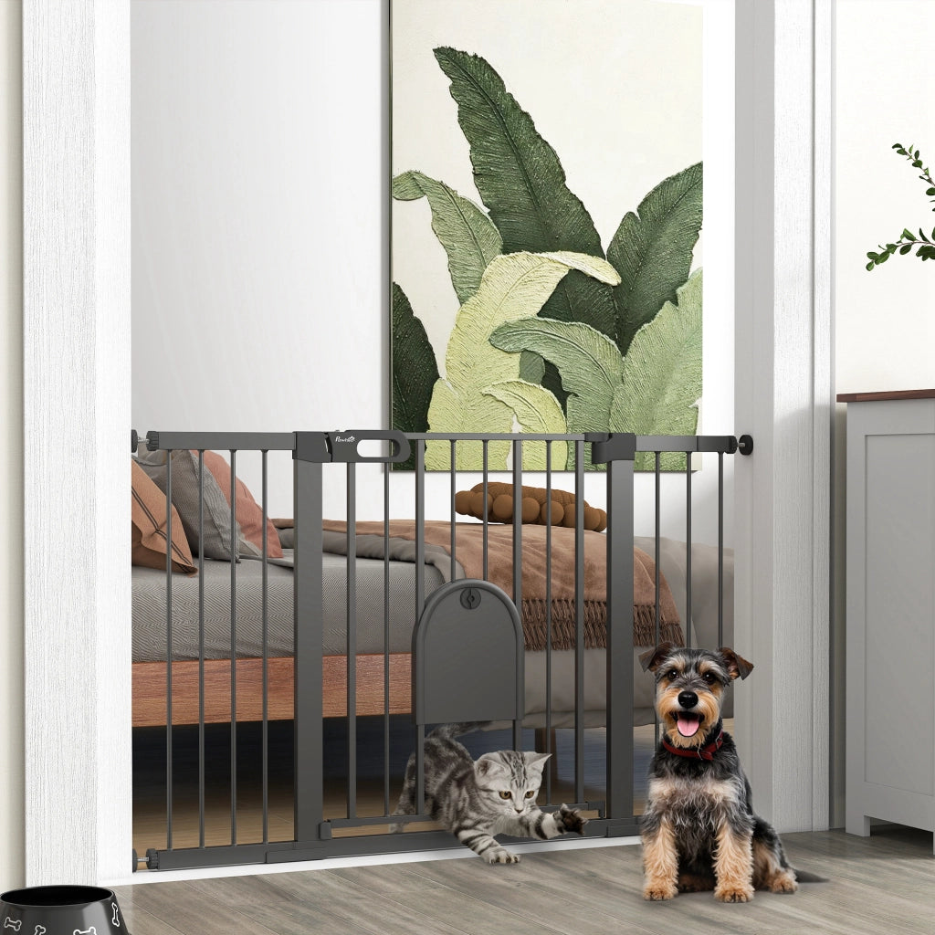 Barriera di Sicurezza per Cani con Porta ¨C Zephmum ¨C Nero 75-131 cm