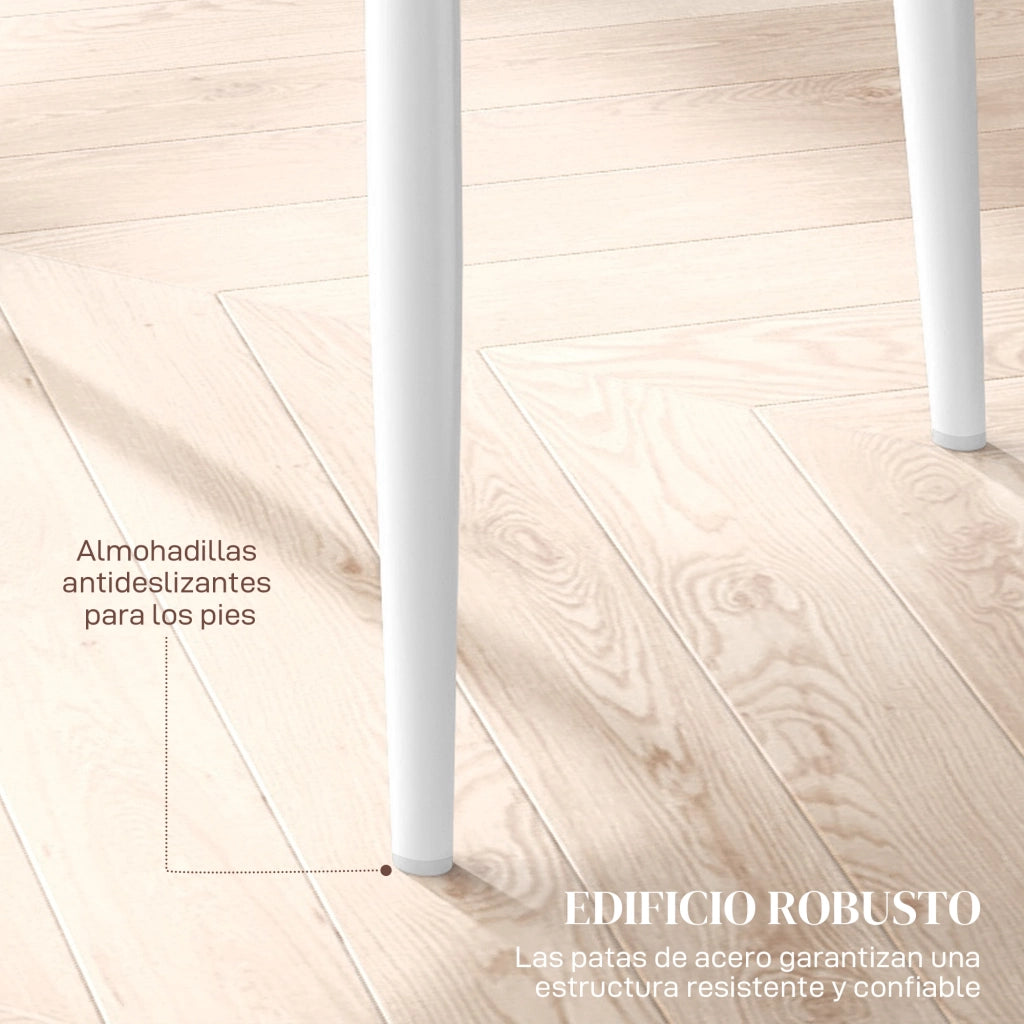 Set di 6 Sedie da Pranzo Imbottite in Similpelle con Schienale Alto e Gambe in Metallo ¨C Zephmum ¨C Bianco 41x50x97 cm