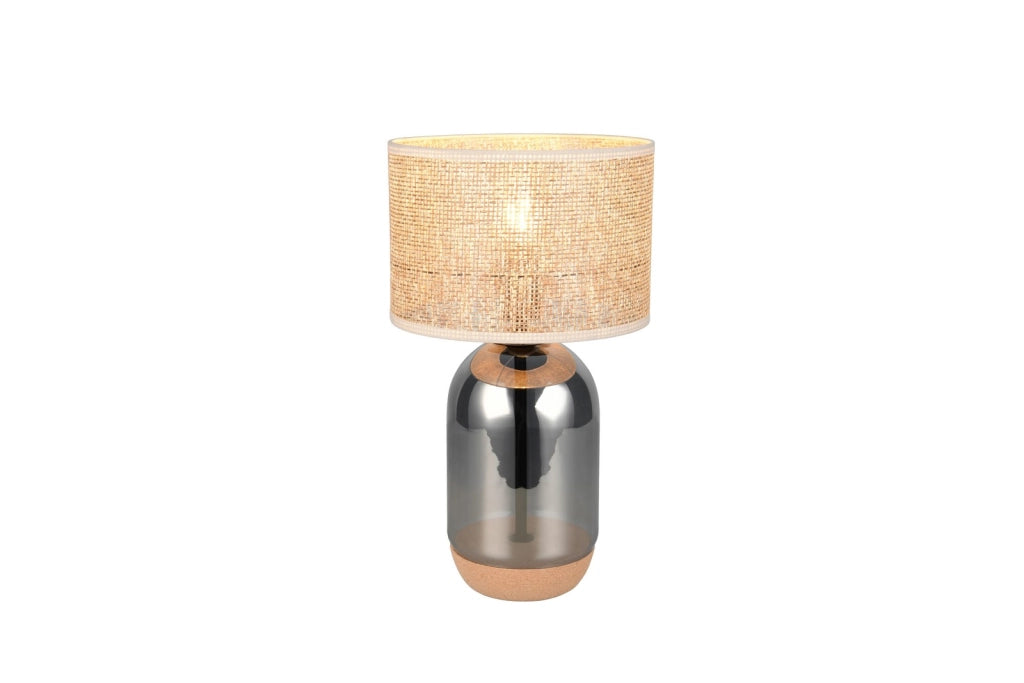 Lampada tavolo TARA vetro cromo vimini 43cm E27 Trio