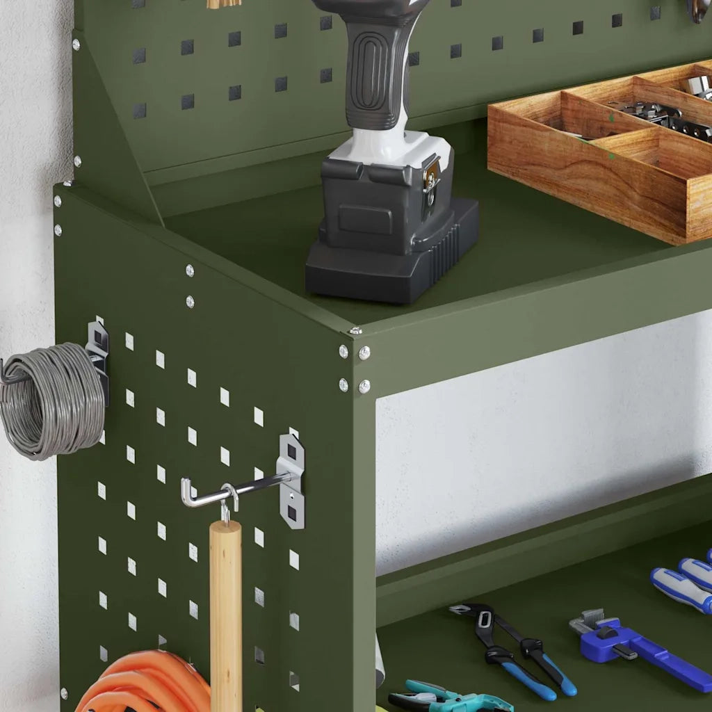 Carrello per Attrezzi con ruota Verde oliva 65 x 35 x 111 cm 874549