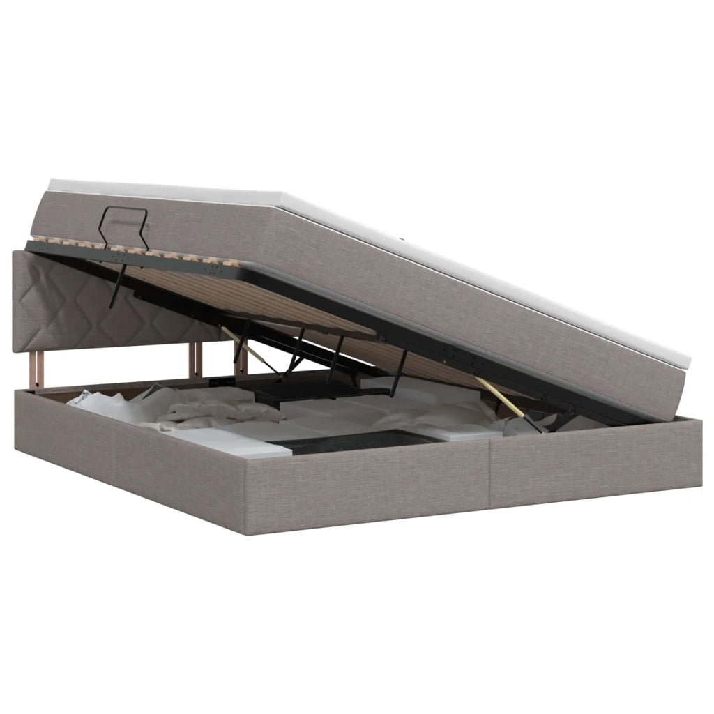 Letto con contenitore e materasso Tortora 180 x 200 cm Velluto 3458703