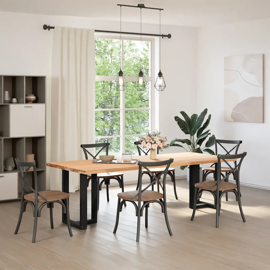 Gambe per tavolo da pranzo a forma di T 2 pz | Piede del tavolo nere 50x35x(72-73) cm in acciaio