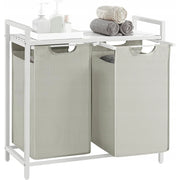 Mobile bagno con doppio cesto portabiancheria bianco