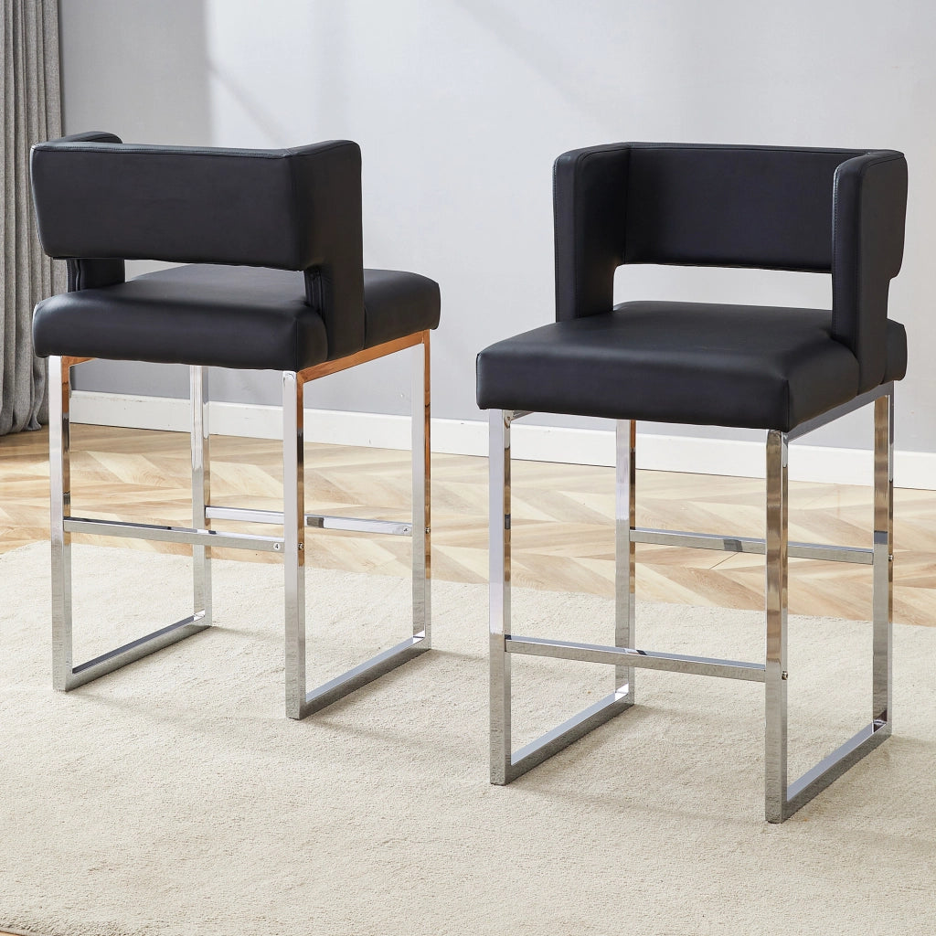 Set 2 Sgabelli da Bar ¨C Xylo ¨C Design Nordico, Gambe in Metallo Argento, Nero