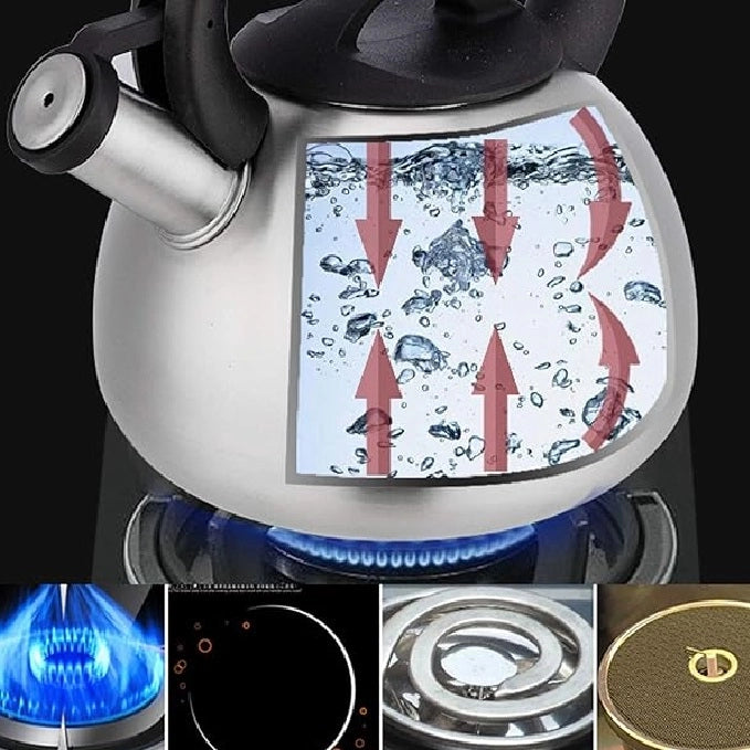 Bollitore Teiera in Acciaio Inox 2.5 LT 19x23x20.5 cm Induzione Manico Ergonomico