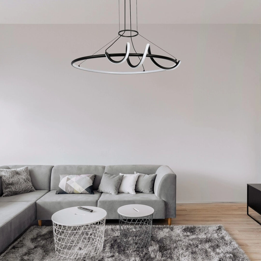 Lampadario LED Rabalux Menazi nero 46W CCT telecomando