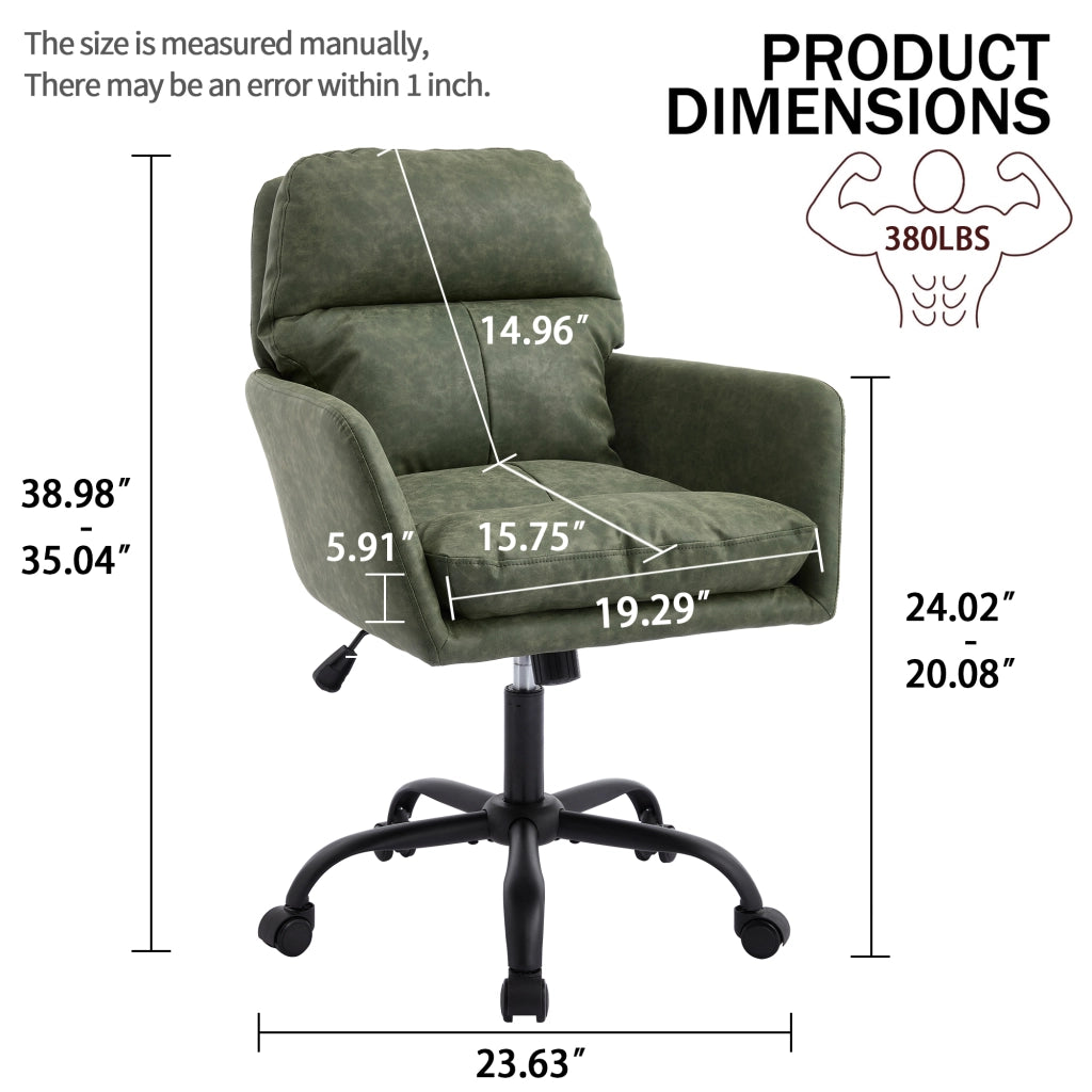Sedia da Ufficio ¨C MINIMAL ¨C Ecopelle Nera, Altezza Regolabile, Verde