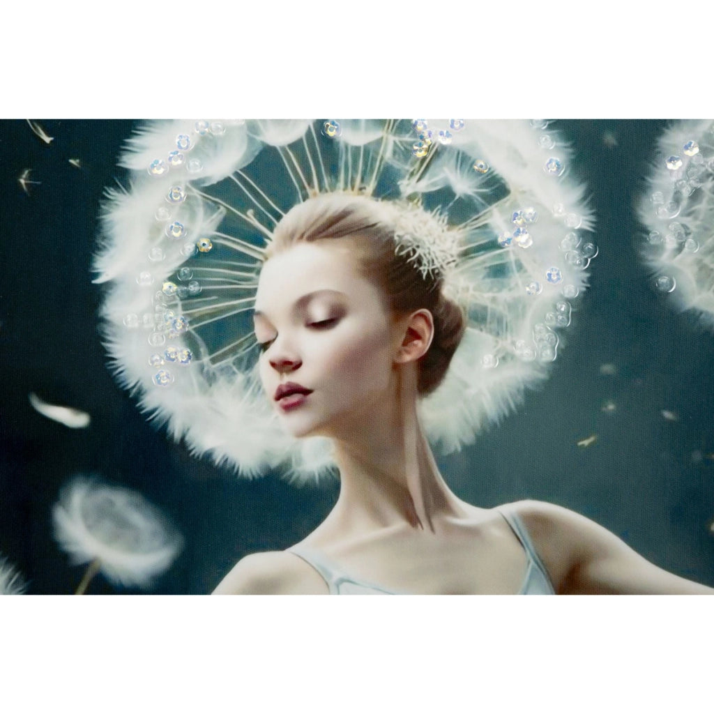 Dipinto su tela Dancing B ballerina con tarassachi, 72x102 cm