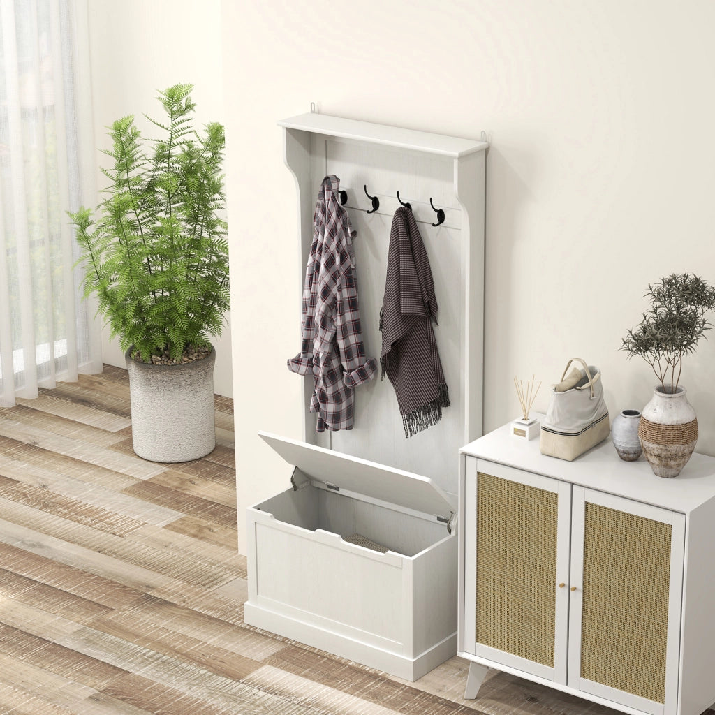 Mobile ingresso con portascarpe e appendiabiti ¨C Xylo ¨C bianco 71,5x39,5x170 cm