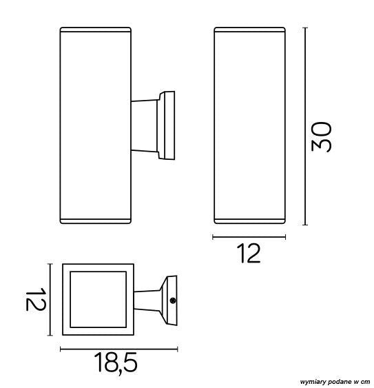 Applique esterno 30x12cm 2xE27 grigio scuro IP54 SU-MA