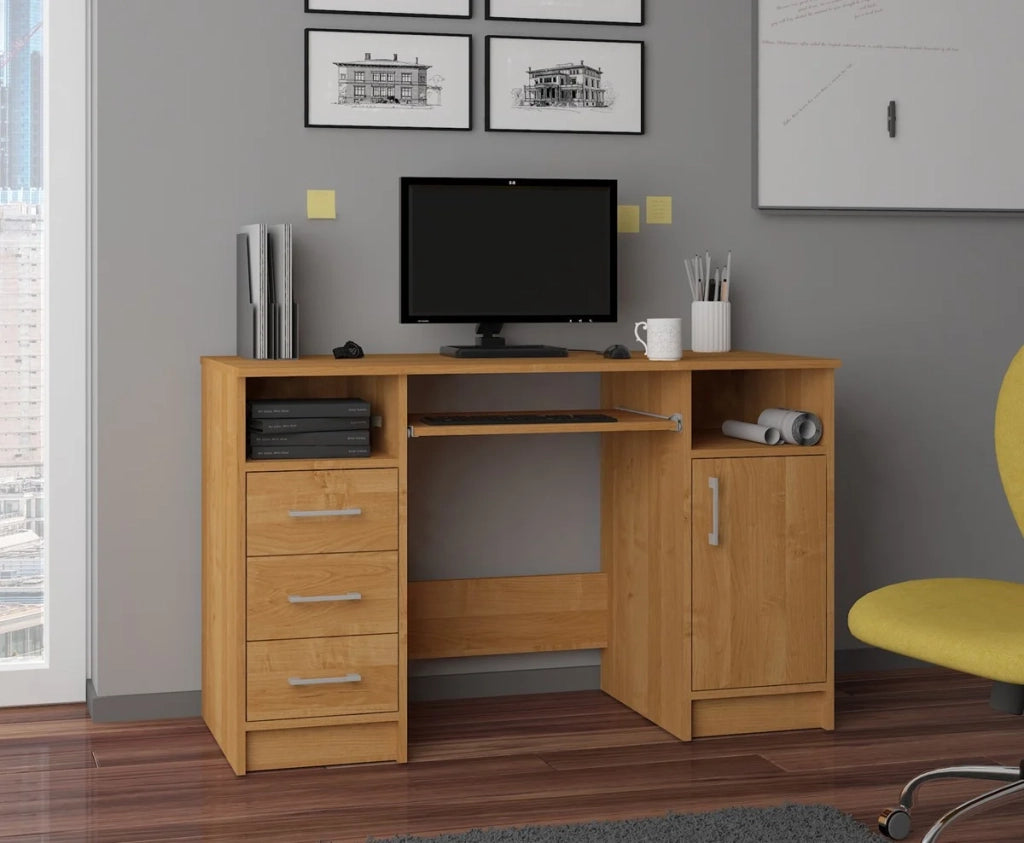 Scrivania AKORD ANA Ontano 124 cm 1 anta 3 cassetti 124x52x74 cm