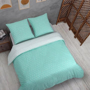 Dekbedovertrek 3 pezzi in turquesa Oeko-Tex - 220x240 cm - 80% cotone e 20% poliestere - con cerniera - inclusi 2 cuscini con coperture - 65x65 cm - modello a puzzle di coperta da letto 240 x 220 cotone