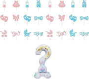Set di 24 grandi palloni per rivelazione del sesso e toppers per cupcake per festa di baby shower per bambini o bambine decorazione di festa