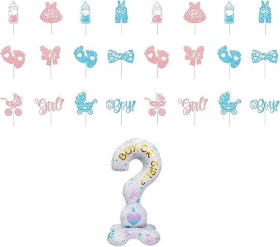 Set di 24 grandi palloni per rivelazione del sesso e toppers per cupcake per festa di baby shower per bambini o bambine decorazione di festa