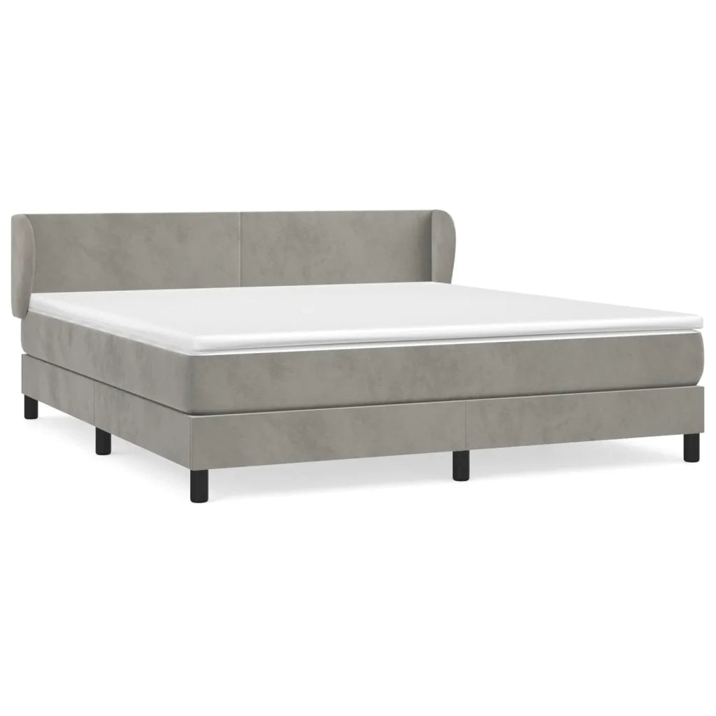 Giroletto a Molle con Materasso Grigio Chiaro 180x200cm Velluto 3127385