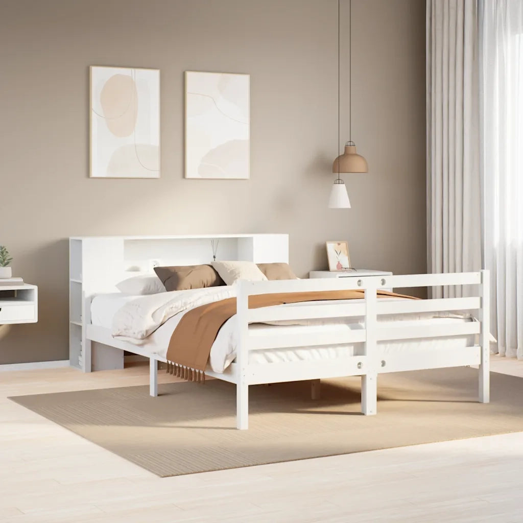 Letto Libreria senza Materasso Bianco 150x200 cm Legno di Pino 3322206