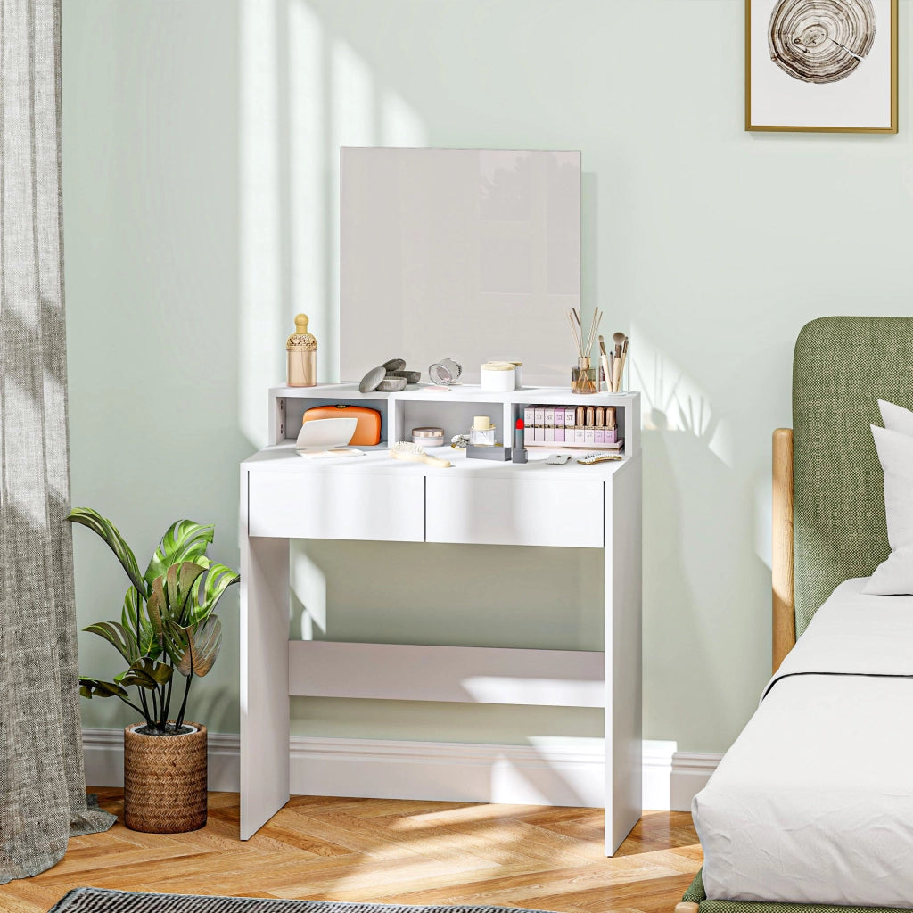 Tocador da Trucco con Specchio e Cassetti ¨C Zephmum ¨C Bianco 75x38x135 cm