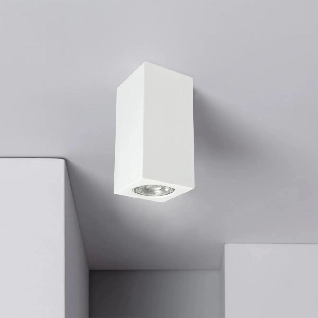 Plafoniera quadrata porta faretto gesso attacco GU10 luce soffitto interni negozio vetrine soffitto 230V altezza 14cm