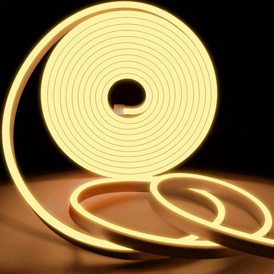 Striscia LED Neon Flessibile Calda Bianca - 2m Impermeabile Con Alimentatore E Controller Per Interno E Esterno