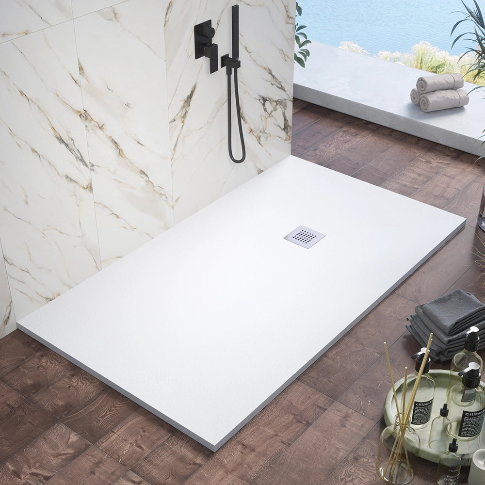 Piatto doccia 80x180cm in marmoresina bianco effetto pietra | Kos