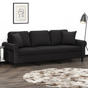 Divano a 3 Posti con Cuscini-Sofa 3 Posti con Cuscini Nero 180 cm in Velluto 523477