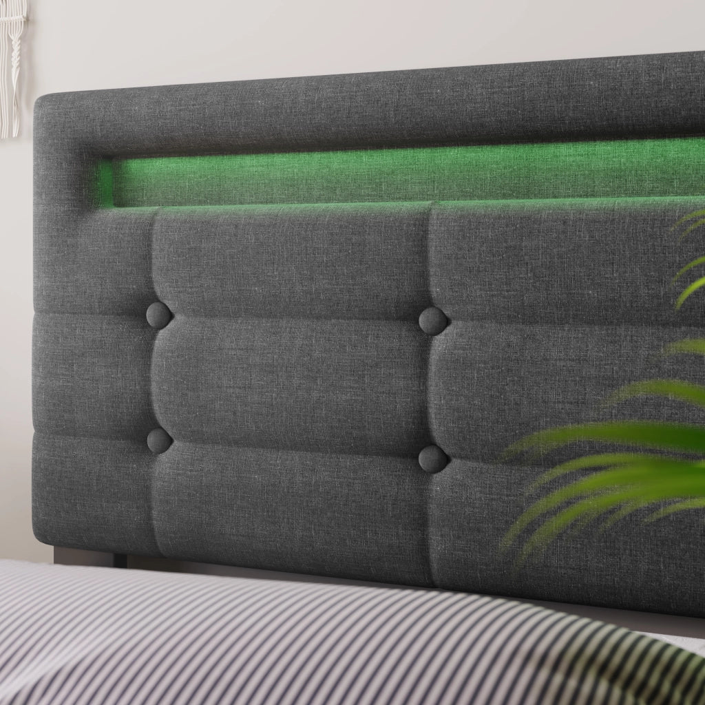 letto imbottito lino grigio 90x200 cm