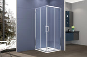 Box doccia angolare 120x120 cm con ante scorrevoli in cristallo temperato 6mm H 195 cm AMBRA Cromato