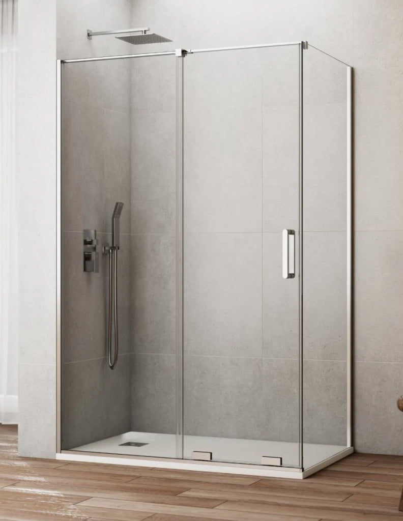 Box doccia CIRENE (KENNA) 1+1 con lato fisso laterale 150x80 cm Cromo Barra Parallela