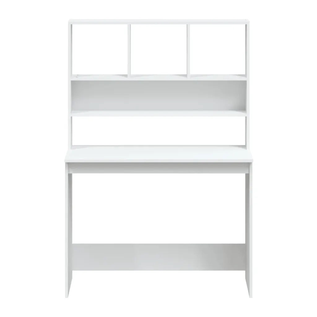 Scrivania | Tavolo da Ufficio con Mensole Bianca 102x45x148 cm in Legno Multistrato