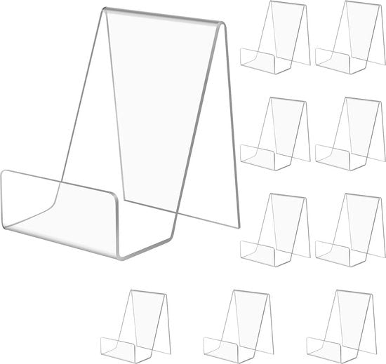 Supporto per libri, 10 pezzi, trasparente, acrilico, supporto per libri, portacarta per foto, libri, notebook