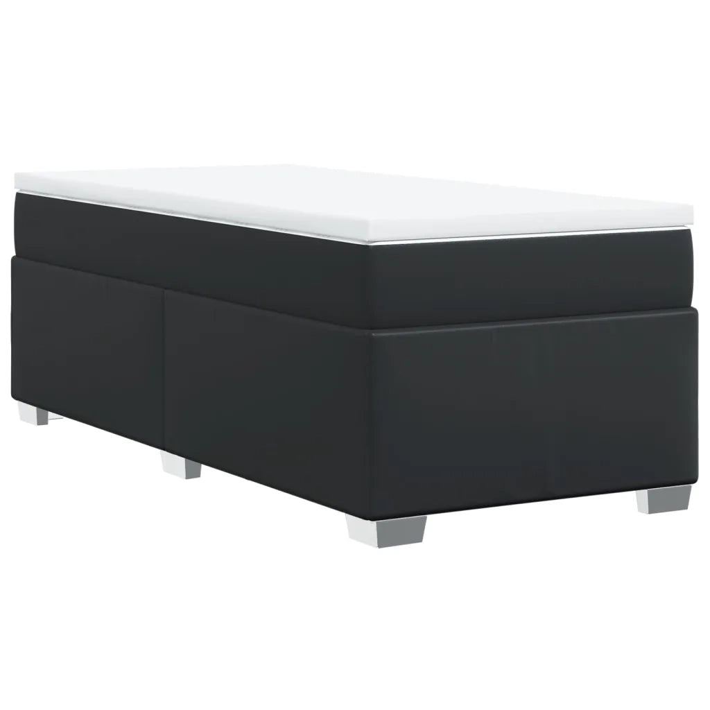 Letto singolo | Letto per adulti | Giroletto a Molle con Materasso Nero 80x200 cm in Similpelle