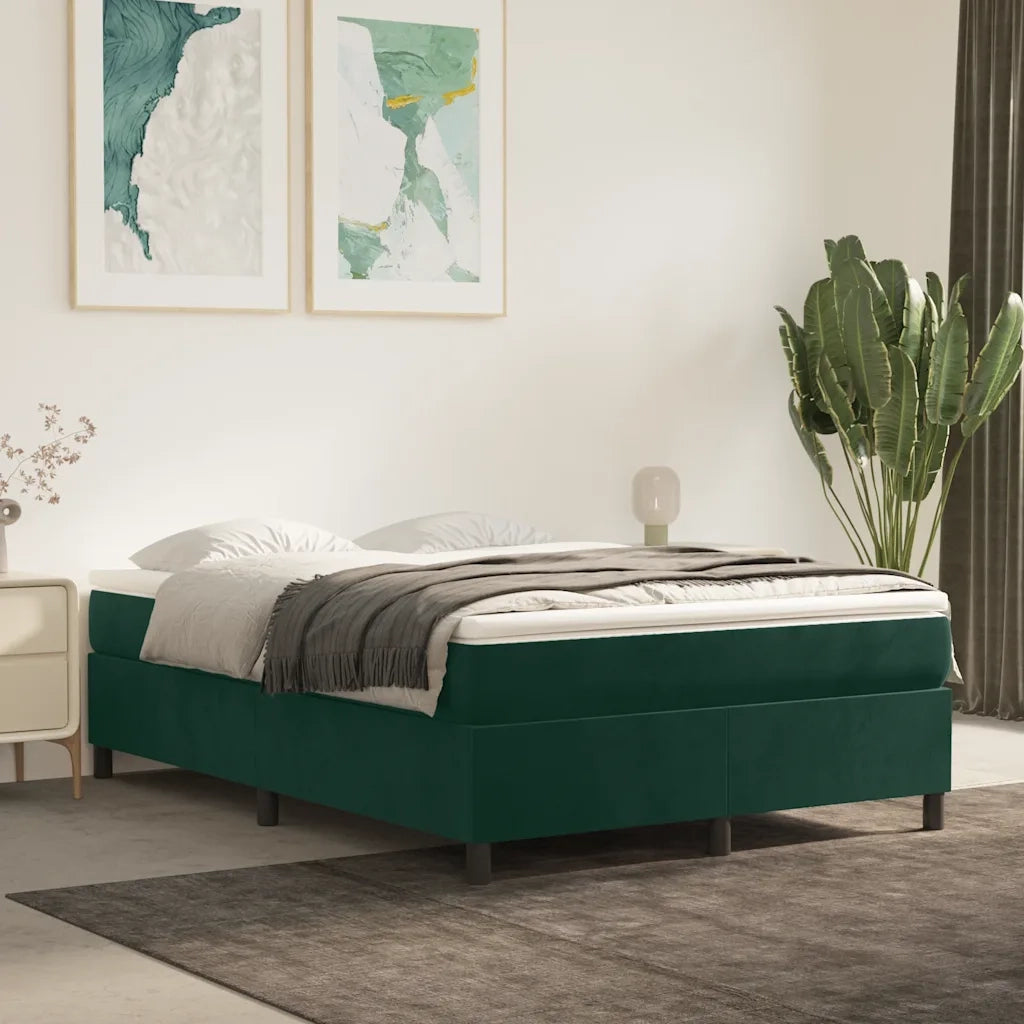 Letto matrimoniale | Letto per adulti | Struttura Letto a Rete a Molle Verde Scuro 140x200 cm in Velluto