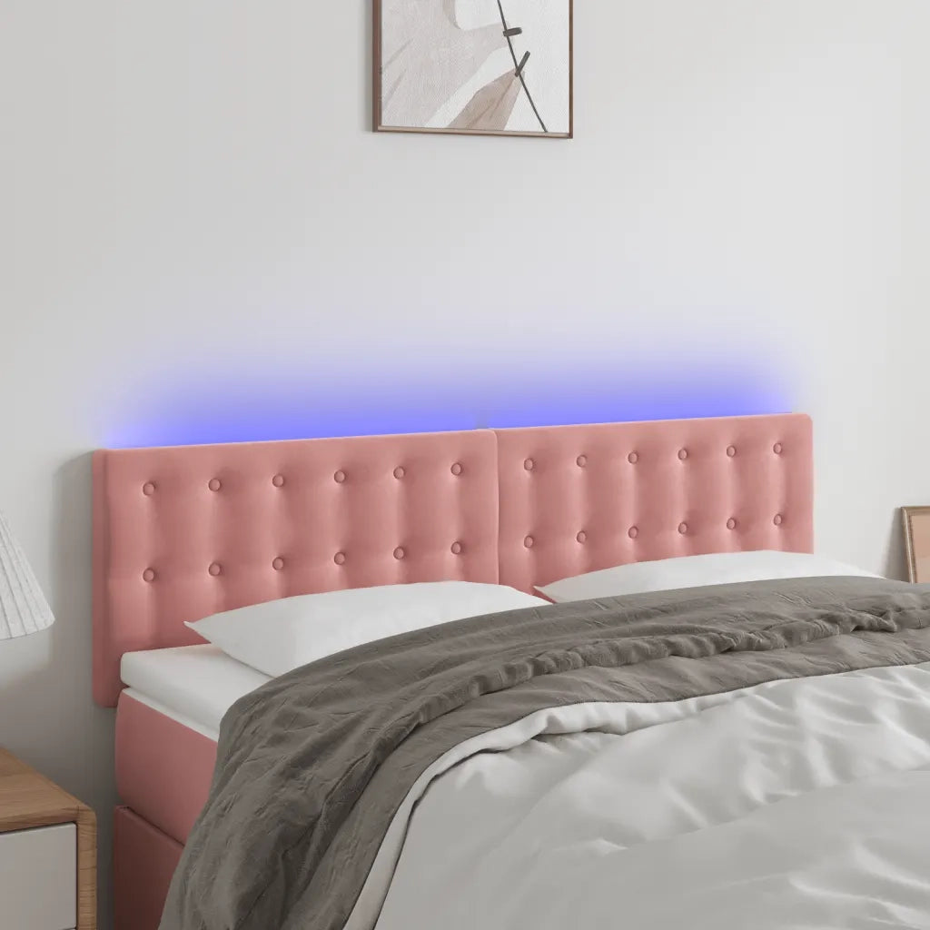 Testiera | Testata a LED Rosa 144x5x78/88 cm in Velluto