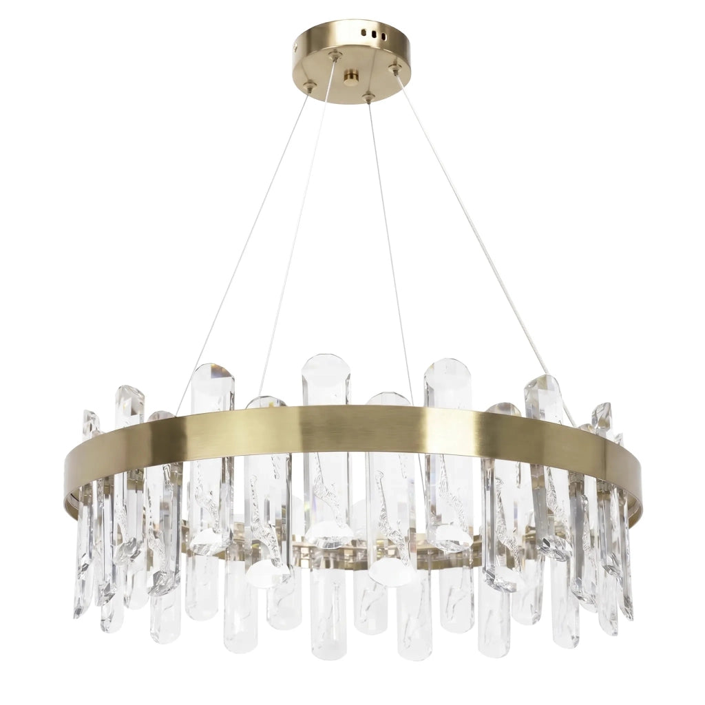 Lampada A Sospensione A Led In Cristallo Swe074-1cp 50cm Brushed Gold