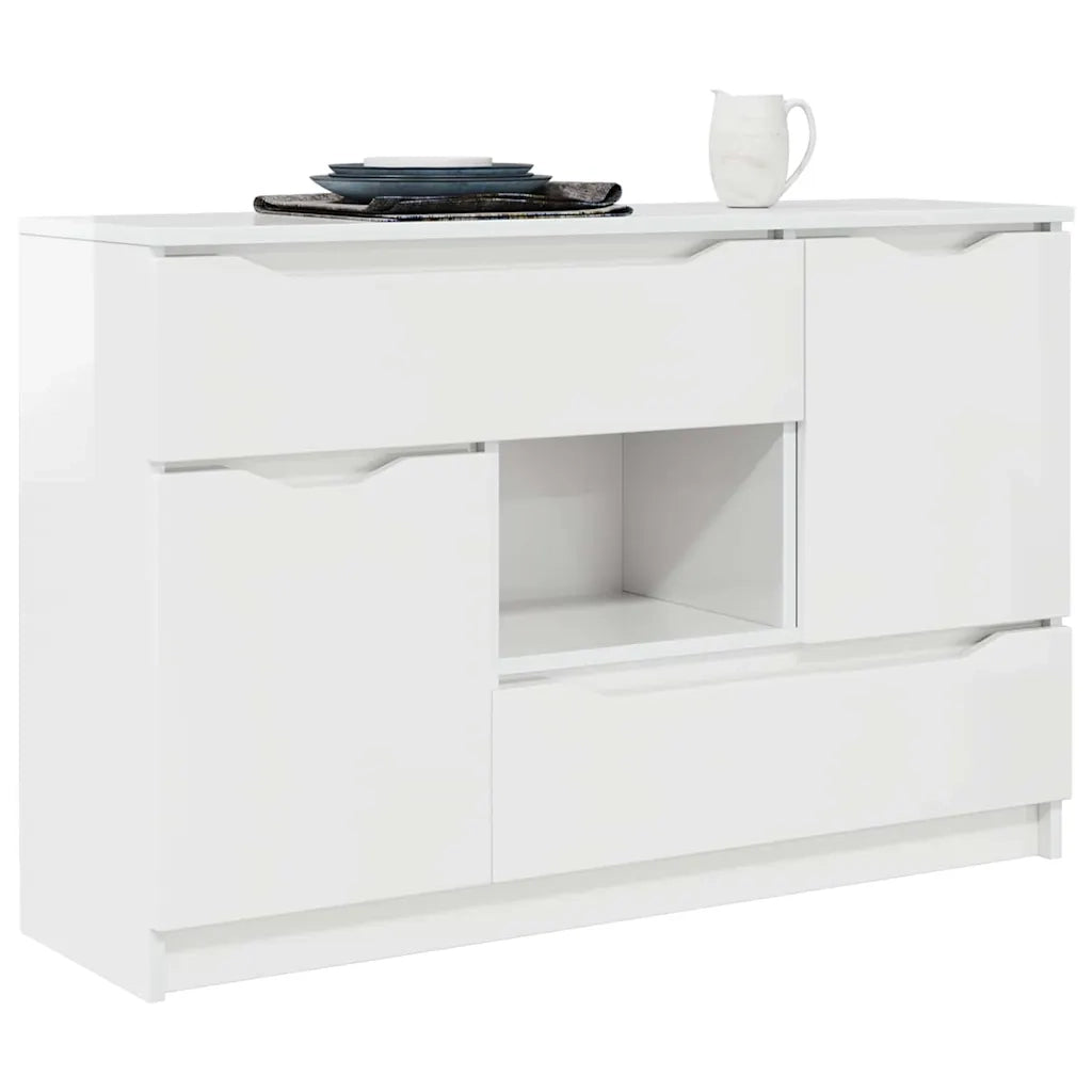 Credenza-Buffet-Armadio da cucina Bianco Lucido 100 x 30 x 65,6 Legno multistrato