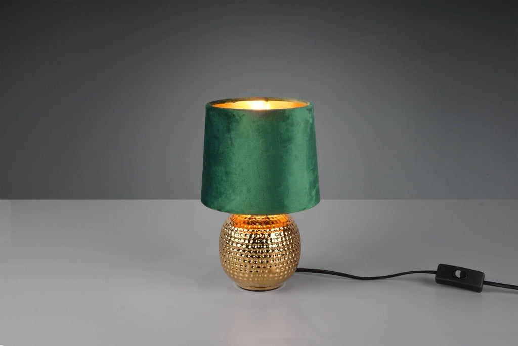 SOPHIA LAMPADA DA TAVOLO BASE CERAMICA ORO E PARALUME EFFETTO VELLUTO VERE H. 26CM 1 LUCE ATTACCO E 14